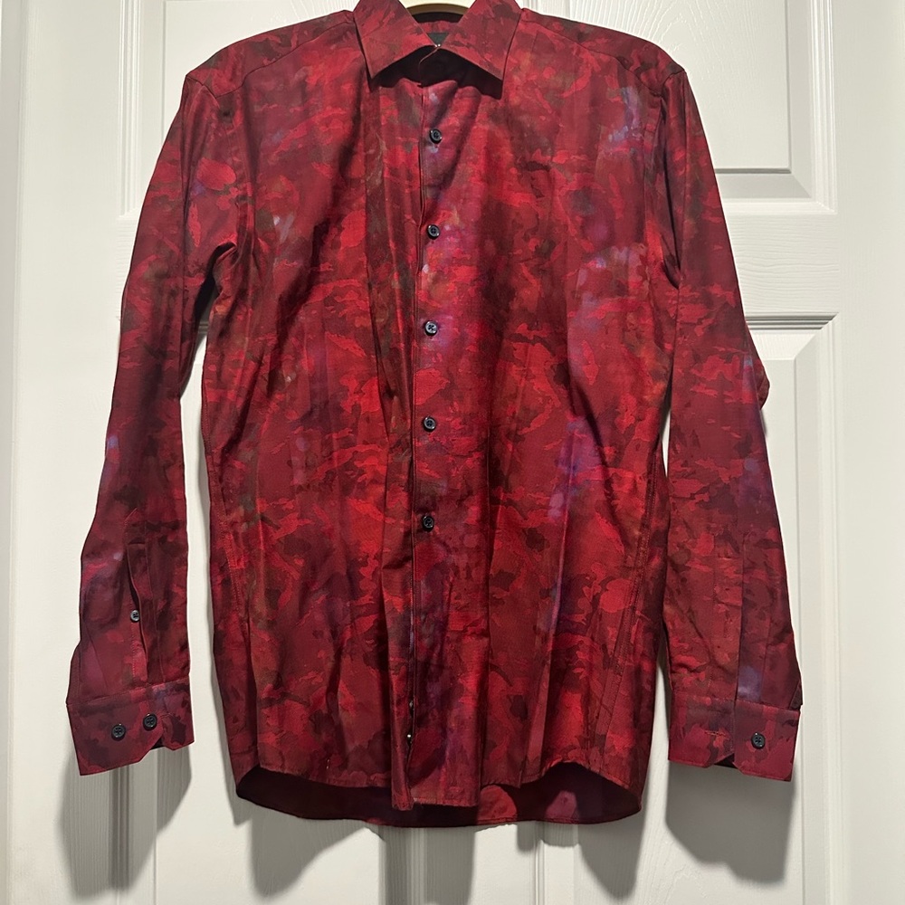 Men's Red Patterned Shirt